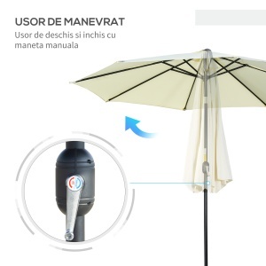 Umbrelă de Grădină Înclinabilă, cu Manivelă și Tijă Demontabilă, din Metal și Poliester, Ø295x250 cm, Albastru - Img 5