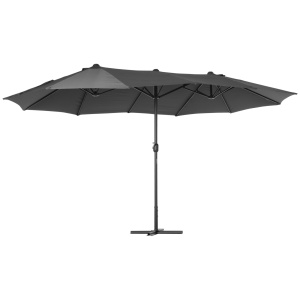 Umbrelă de grădină XXL cu picior în cruce, umbrelă de dimensiuni mari 4,6L x 2,7l x 2,4H cm, manivelă de deschidere/închidere, oțel, poliester de înaltă densitate, gri - Img 6