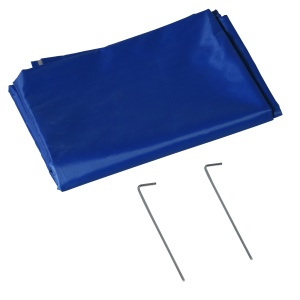 Umbrelă de Plajă cu Perdea Laterală, Săculeți pentru Nisip și Țăruși, Ø220x220 cm, Albastru - Img 9