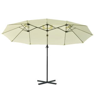 Umbrela dubla din poliester Anti-UV impermeabil bej 440x270x250cm - Img 4