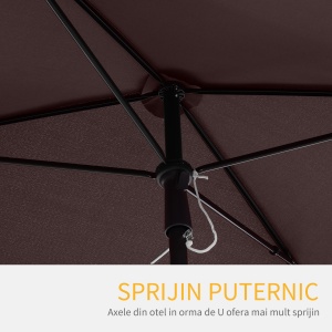 Umbrela Parasolarar dreptunghiulara pentru Gradina 200 × 125 × 235cm Maro - Img 7