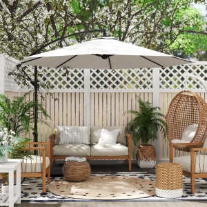 Umbrela pentru Gradina Brat cu Manivela, Φ3x2.5m, Alba - Img 2