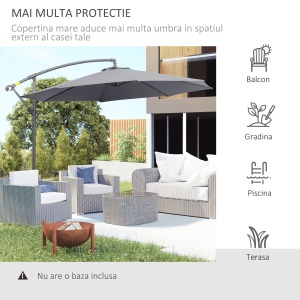 Umbrela pentru Gradina Brat Deluxe Inclinabila cu Manivela, Φ3m - Img 7