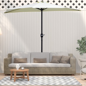 Umbrelă Semicirculară de Perete cu Manivelă și 5 Spițe, 2.6x1.35x2.3 m, Bej - Img 2