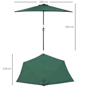 Umbrela Semicirculara Impermeabila Protectie UV Verde 269 x 138 x 236cm - Img 3