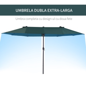 Umbrela Terasa Dubla 460×270×240 cm Verde - Img 7
