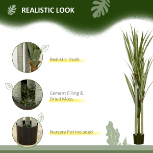 Yucca Artificială 190cm Plantă Artificială cu 39 Frunze Decorațiune pentru Casă Living Birou Grădină Ø17x190 cm Verde - Img 4