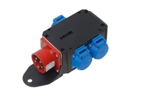 Adaptor trifazic industrial MIXO IP44 intrare 5 poli 16A iesire 3 schuko 230V - Img 2