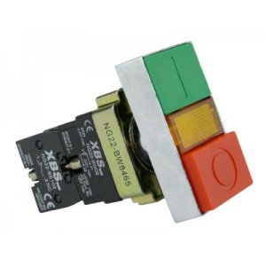 Buton dublu de actionare cu lumina led 1W galbena 1NO+1NC 6A 230V - Img 1