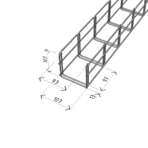 Canal cablu metalic 100x100mm din sarma mesh galvanizat lungime 2m jgheab pentru trasee electrice - Img 2