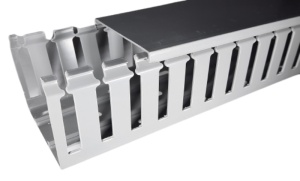 Canal cablu perforat slitat Elettrocanali 100x40mm gri pentru circuite electrice - Img 2