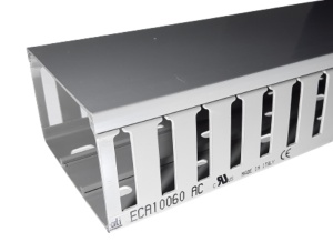 Canal cablu perforat slitat Elettrocanali 100x60mm gri pentru circuite electrice