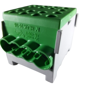 Clema de distributie derivatie 1 pol pe sina DIN omega 4 intrari ( 1x35+3x25mm2) verde pentru impamantare - Img 3