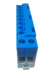 Clema terminala albastra nul 80A 690V 2x1,5 - 10/16 mm² si 8 x 1,5 - 6 mm² derivatie distributie montare pe sina - Img 3
