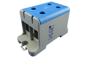 Clema terminala conexiune 1 pol albastra Cu-Al 4x95mm² montare pe sina DIN 35mm 220A (Al) 245A ( Cu)