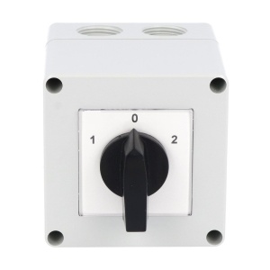 Comutator 12A 4kW 3 poli 1-0-2 IP65 rotativ inversor de sens motor 75x75mm - Img 2