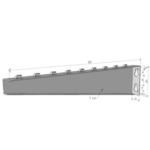 Consolă 500x105mm NZM500 electro-galvanizată suport pentru prindere canal cablu din sârmă mesh 400mm, susținere maxim 150 kg - Img 2