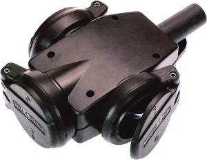 Cupla multipla priza tripla 16A 230V cauciuc solid negru pentru cablu maxim 3x2.5mm² IP44 - Img 2