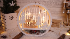 Decor de Crăciun cu LED,cerb, din lemn, cu baterii