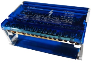 Distribuitor conexiuni 4 poli 125A 500V 132x51x88mm prindere pe sina DIN - Img 2