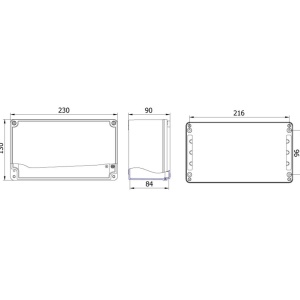 Doza 230x130x90mm distributie cutie jonctiune din aluminiu IP67 IK09 - Img 2