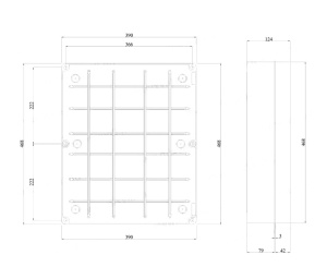 Doza aplicata patrata 460x380x120mm IP56 pentru distributie jonctiune ABS rezistenta UV fara presetupe margini netede - Img 2