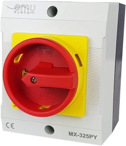 Intrerupator 25A 7.5kw 0-1 ON-OFF 3 poli 400V AC IP65 industrial aplicat casetat - Img 1