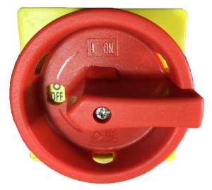 Intrerupator principal 25A 3 poli 7.5kW de urgenta incastrat cu placa galbena frontala 66x66mm - Img 2