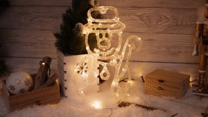 Lumină decorativă de Crăciun pt. geam,om de zăpadă,fără bat.