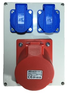 Panou din plastic echipat 1 priza 5 poli 16A si 2 prize monofazice 16A 190x140mm organizare de santier IP44 - Img 2