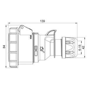 Priza trifazica mobila pe cablu 4 poli 16A 3P+E 6h CEE 380V IP67 - Img 2
