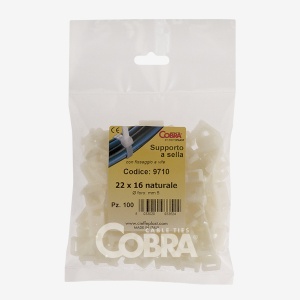 Set 100 buc suport cleme albe tip sa 15x9.5 din plastic pentru prindere colier plastic 9700 Cobra - Img 3