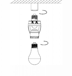 Soclu lampă dulie bec cu senzor de mișcare E27 360° max 60W 6m, 10s-5m - Img 2