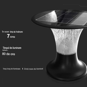 Stâlpişor pitic solar 15W 2200lm 4000K/6000K 257 x 257mm exterior IP65 cu funcţionare până la 80 de ore, baterie LiFePO4 6000mAh - Img 3