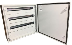 Tablou electric 600x600x250mm 78 module cofret dulap cabinet metalic modular 3 randuri IP66 aparent cu plastroane sina DIN pentru montaj contrapanou placa de montaj