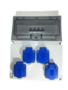 Tablou electric echipat cu 4 prize monofazice schuko 16A panou organizare de santier cu sigurante IP54 - Img 2