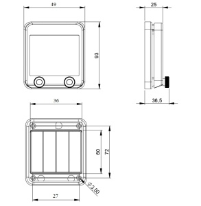 Usa vizitare 2 module fumurie pentru tablouri electrice 49x93mm IP67 - Img 3