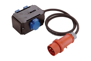 Adaptor trifazic industrial MIXO IP44 cu cablu intrare 5 poli 16A iesire 3x230V