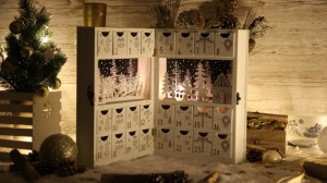 Calendar Advent cu LED de Crăciun, cu baterii