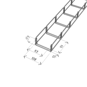 Canal cablu metalic 100x50mm din sarma mesh galvanizat lungime 2m jgheab pentru trasee electrice - Img 2