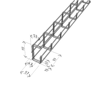 Canal cablu metalic 50x100mm tip G din sarma mesh galvanizat lungime 2m jgheab pentru trasee electrice - Img 2