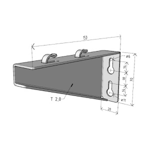 Consola 150x70mm electro-galvanizata suport pentru prindere canal cablu din sarma mesh 100mm sau 50mm - Img 2