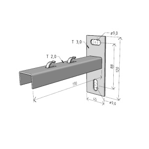 Consola 170x120mm NPZM150 electro-galvanizata suport pentru prindere canal cablu din sarma mesh 150mm, susținere maxim 86 kg - Img 2