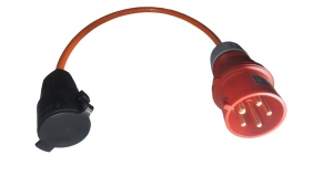 Cordon adaptor cu stecher fisa 5 poli 32A 3P+N+E si priza schuko 230V cu capac cauciucata 16A IP44 - Img 2