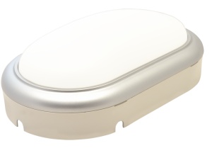 Corp ilum.LED din mat .plastic cu ramă argintie, oval
