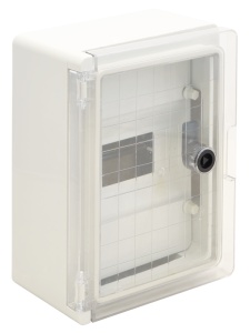 Cutie modulară de distrib.din mat.plastic, uşă transparentă