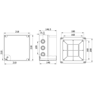 Doza de ramificatie aplicata ABS 210x210x140mm IP67 IK06 transparenta inalta - Img 2