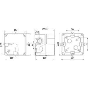 Doza patrata din plastic ABS 110x110x100mm transparenta IP67 IK06 - Img 2
