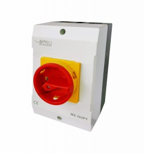 Intrerupator 63A 22kw 0-1 ON-OFF 3 poli 400V AC IP65 industrial aplicat casetat - Img 2