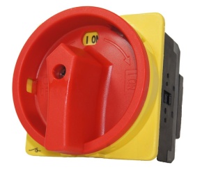 Intrerupator principal 100A 3 poli 37kW de urgenta incastrat cu placa galbena frontala 88x88mm - Img 1